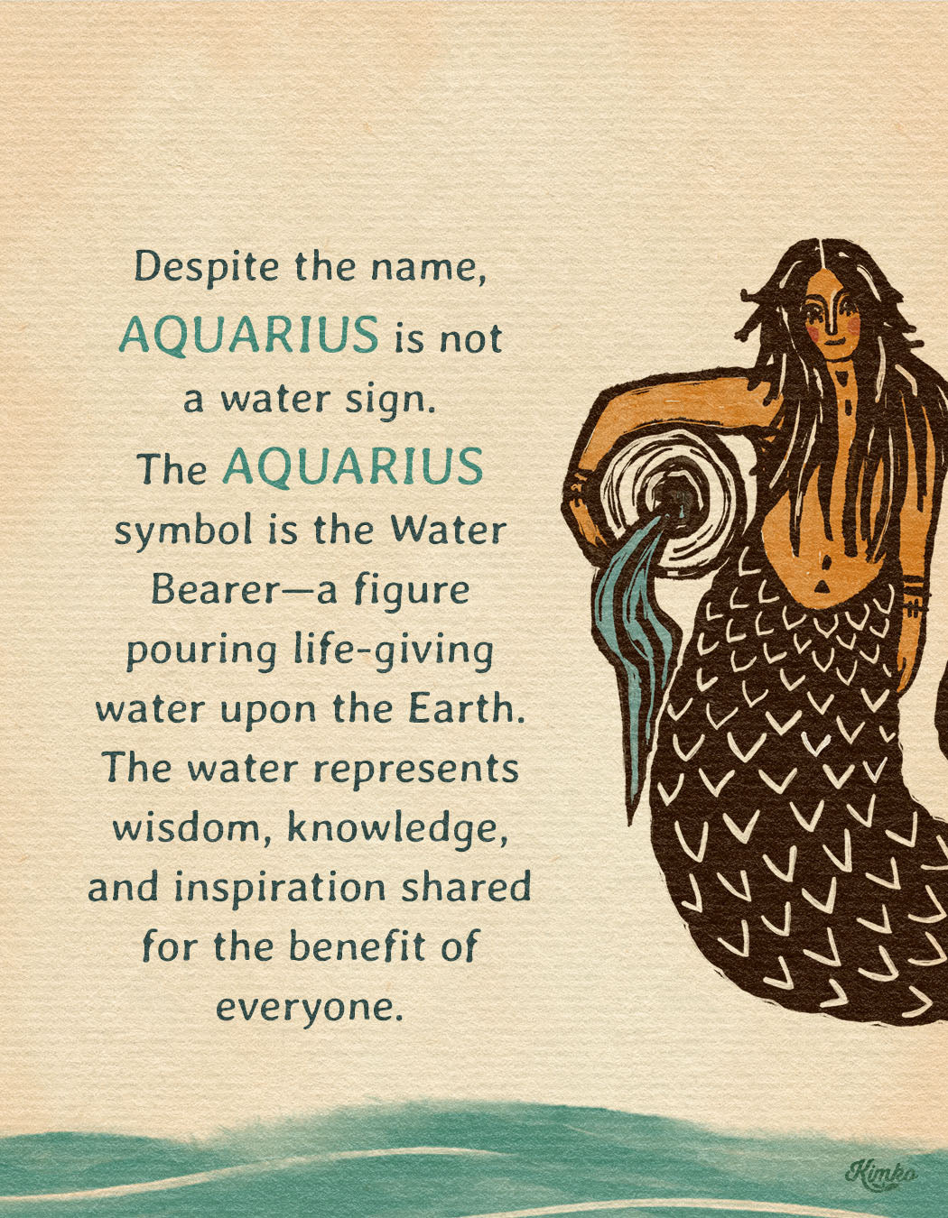 Aquarius Zodiac Sign | Wood Hanger Print