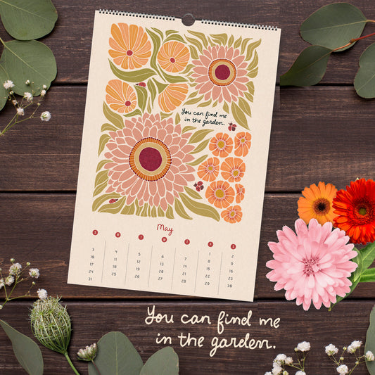 2026 Illustrated "Looking for the Magic" Floral Wall calendar | Botanicals | Birds | 12 months