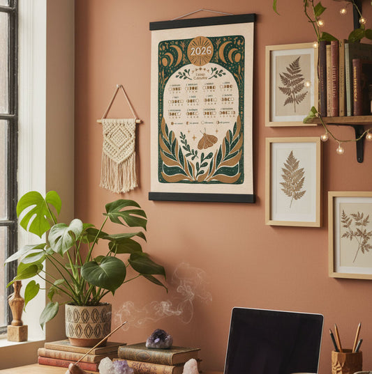 2026 Lunar Moon Magic Folk Art Calendar | Wood Hanger