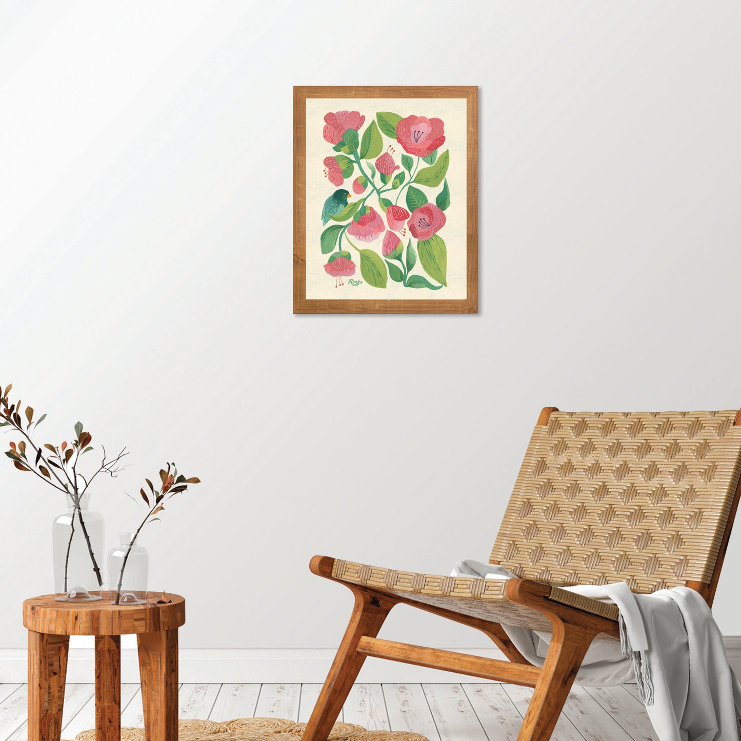 "Birdsong" | Camellias & Bluebird | Botanical Art Print