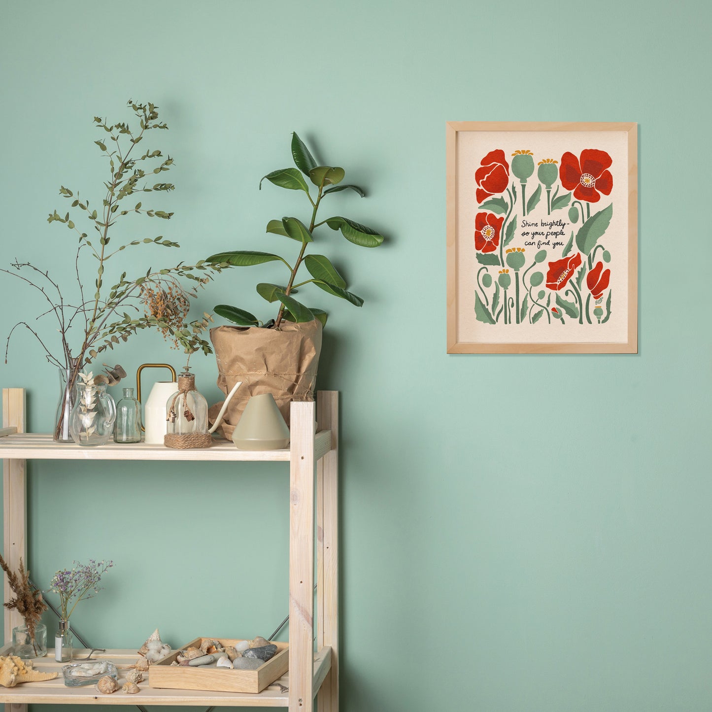 Red Poppies "Shine Brightly" | Botanical Wall Print