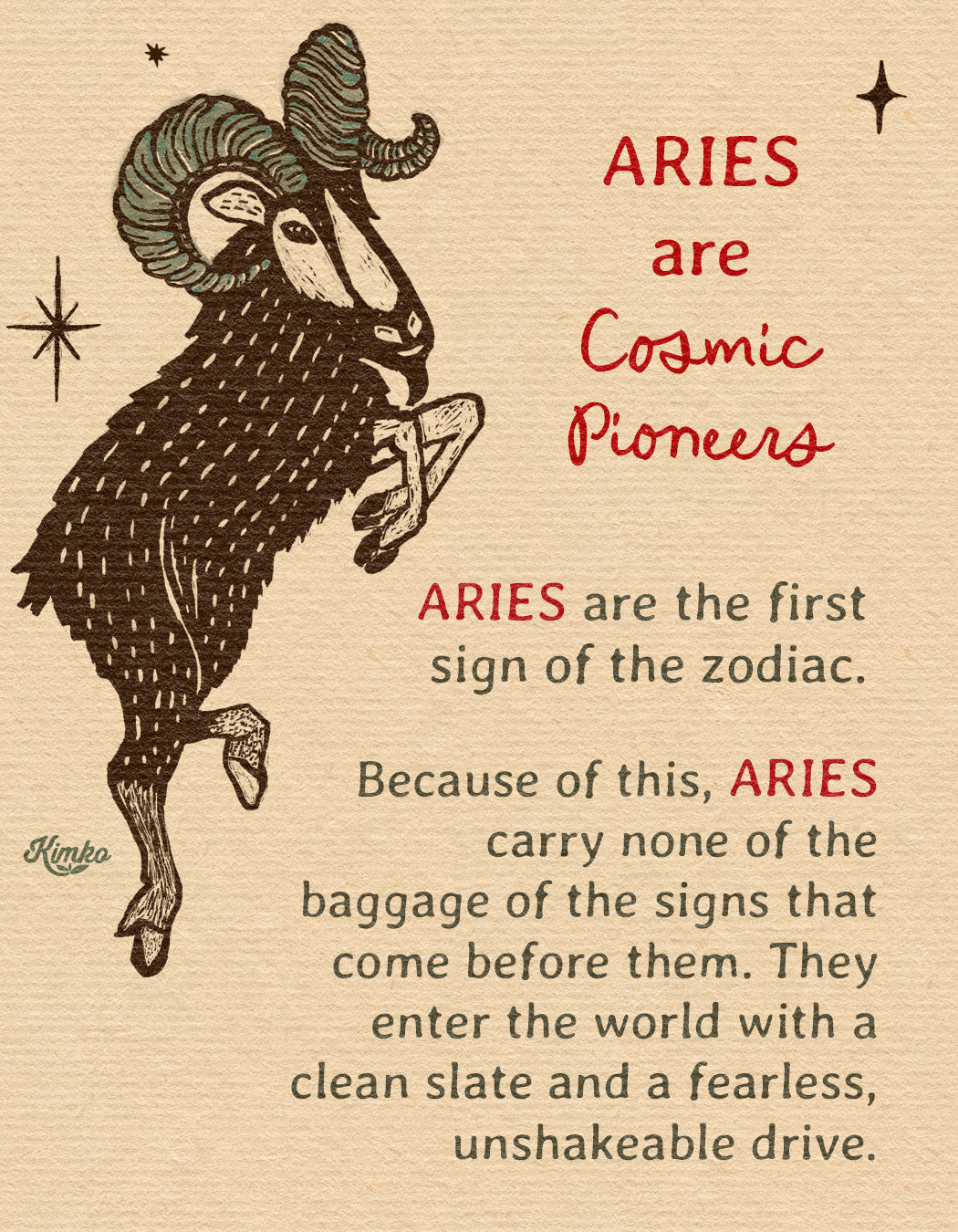 Aries Folk Art | Art Print