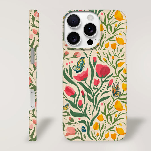 Butterfly Bloom with Poppies Pattern Print | Apple iPhone Slim Case