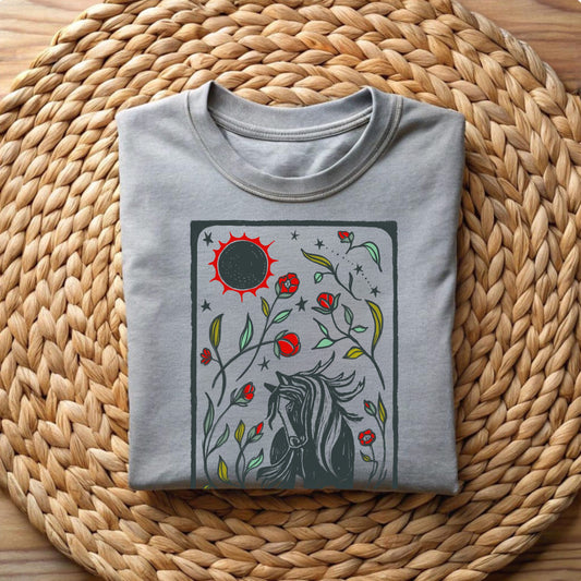 Year of the Fire Horse folk Art T-shirt | 100% Cotton