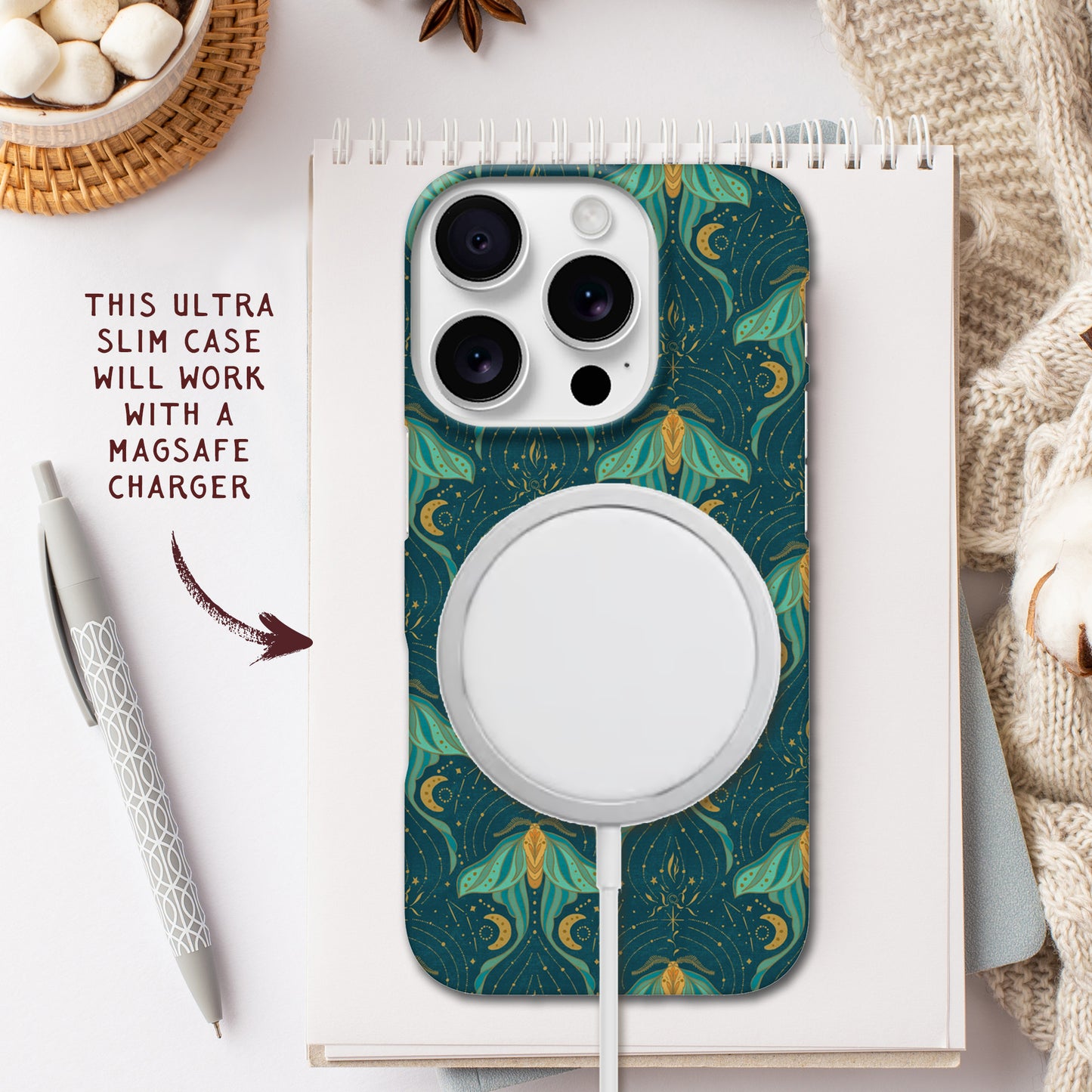 Luna Moth Celestial Pattern Print | Apple iPhone Slim Case