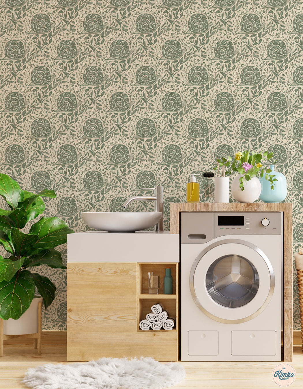 Sylvie the Snail Wallpaper in Pixie Moss