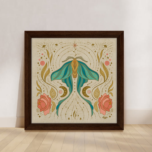 The Magical Luna Moth | Framed Canvas Wall Art