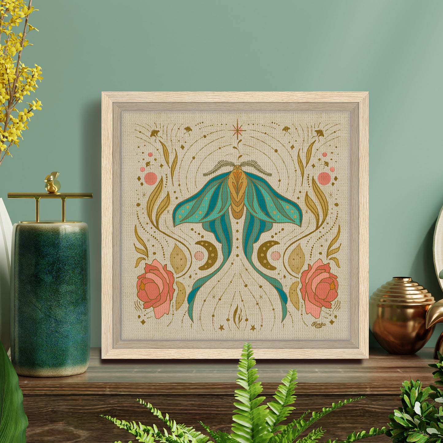 The Magical Luna Moth | Framed Canvas Wall Art