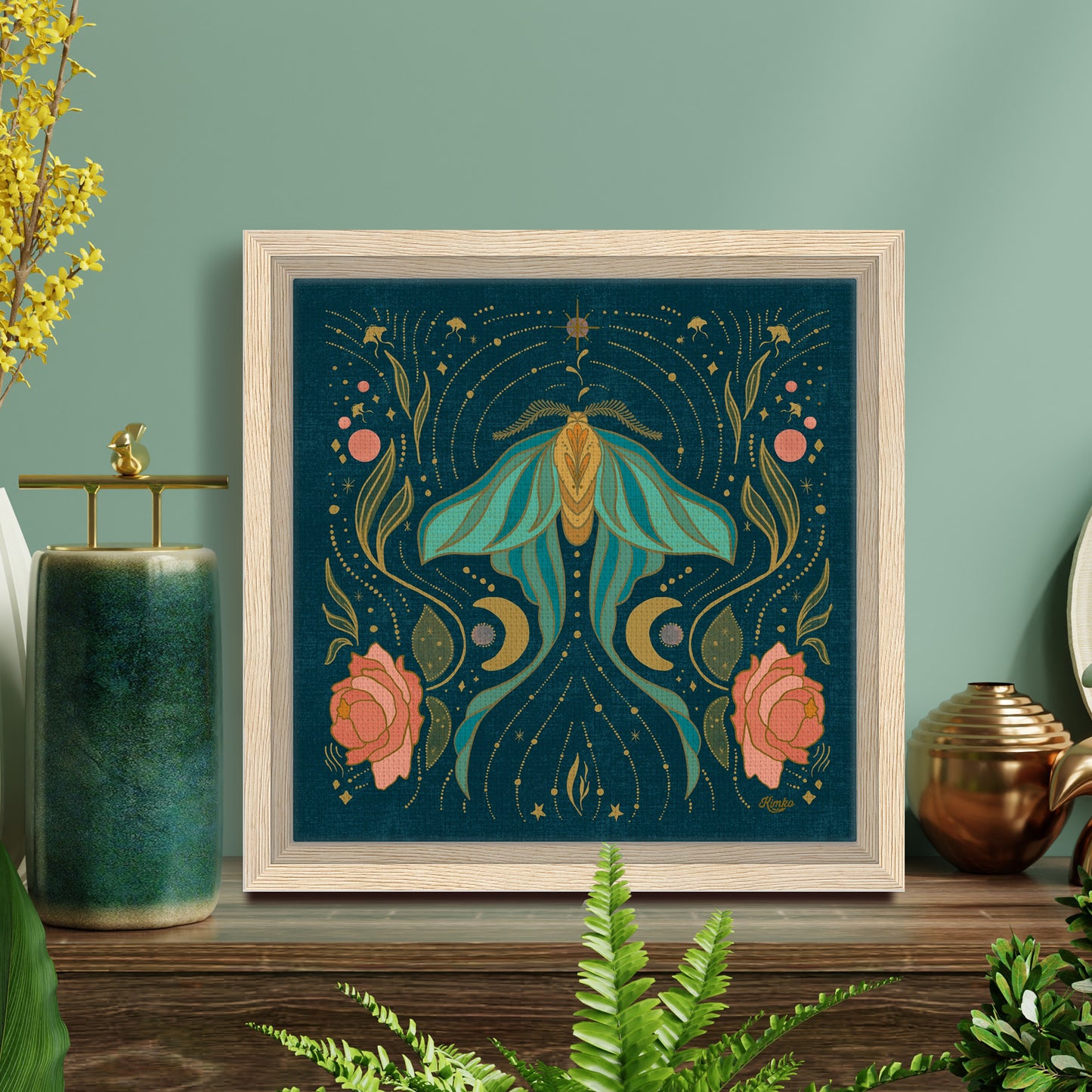 The Magical Luna Moth | Framed Canvas Wall Art