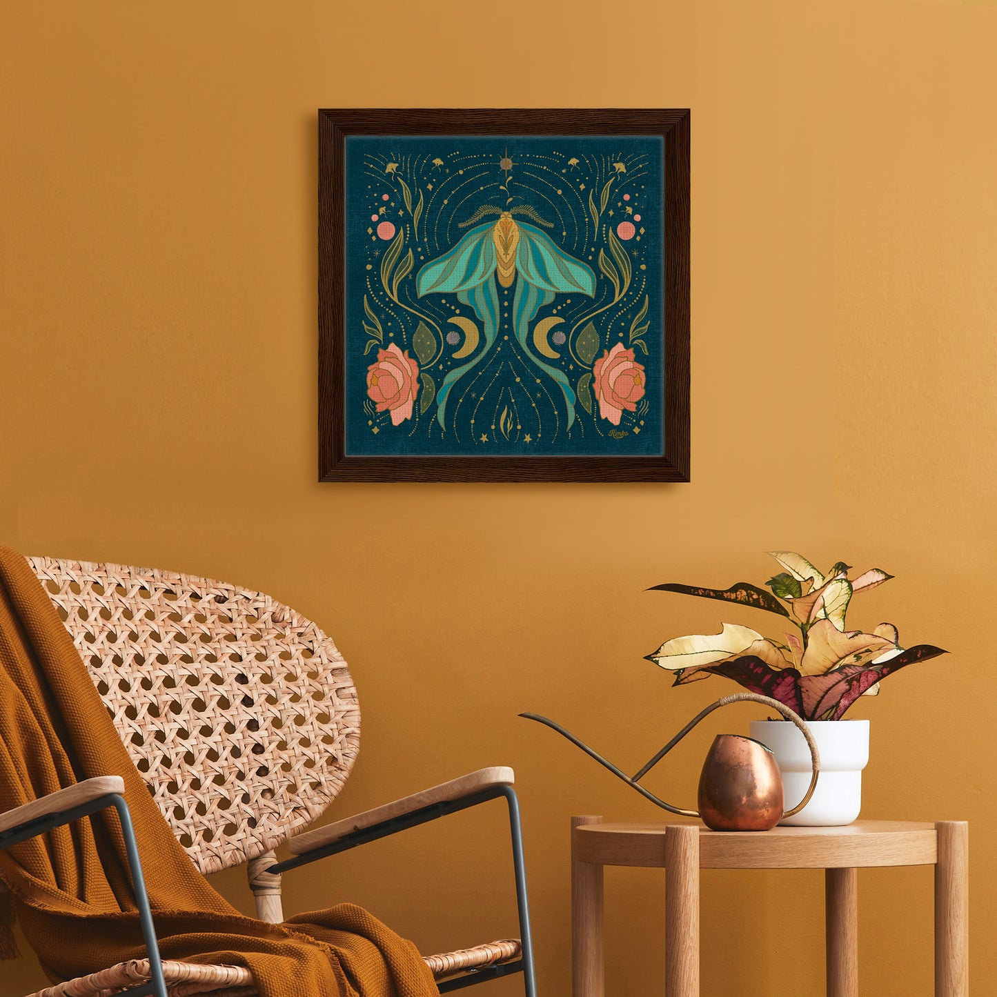 The Magical Luna Moth | Framed Canvas Wall Art
