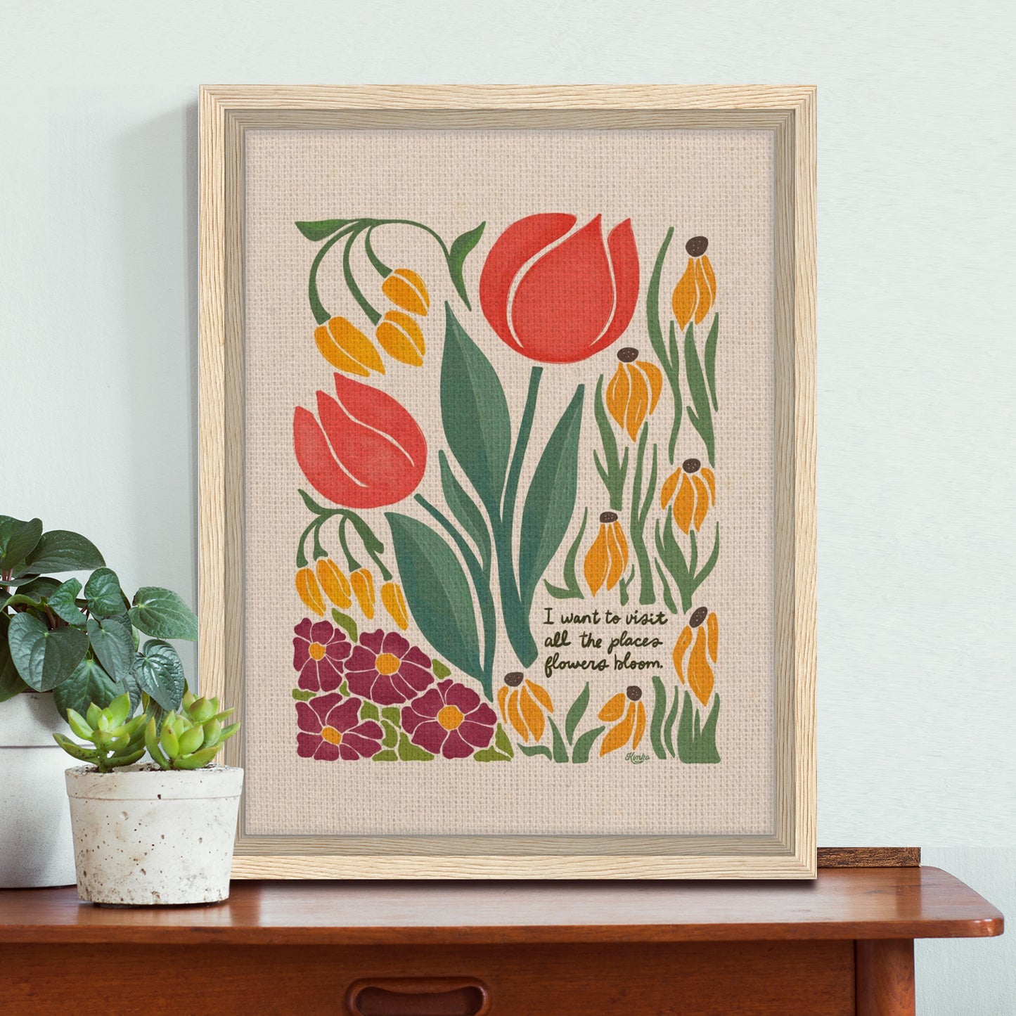 London Blooms - " I want to visit all the places flowers bloom." | Framed Canvas Print