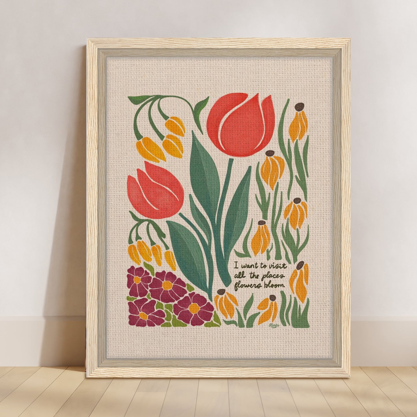 London Blooms - " I want to visit all the places flowers bloom." | Framed Canvas Print