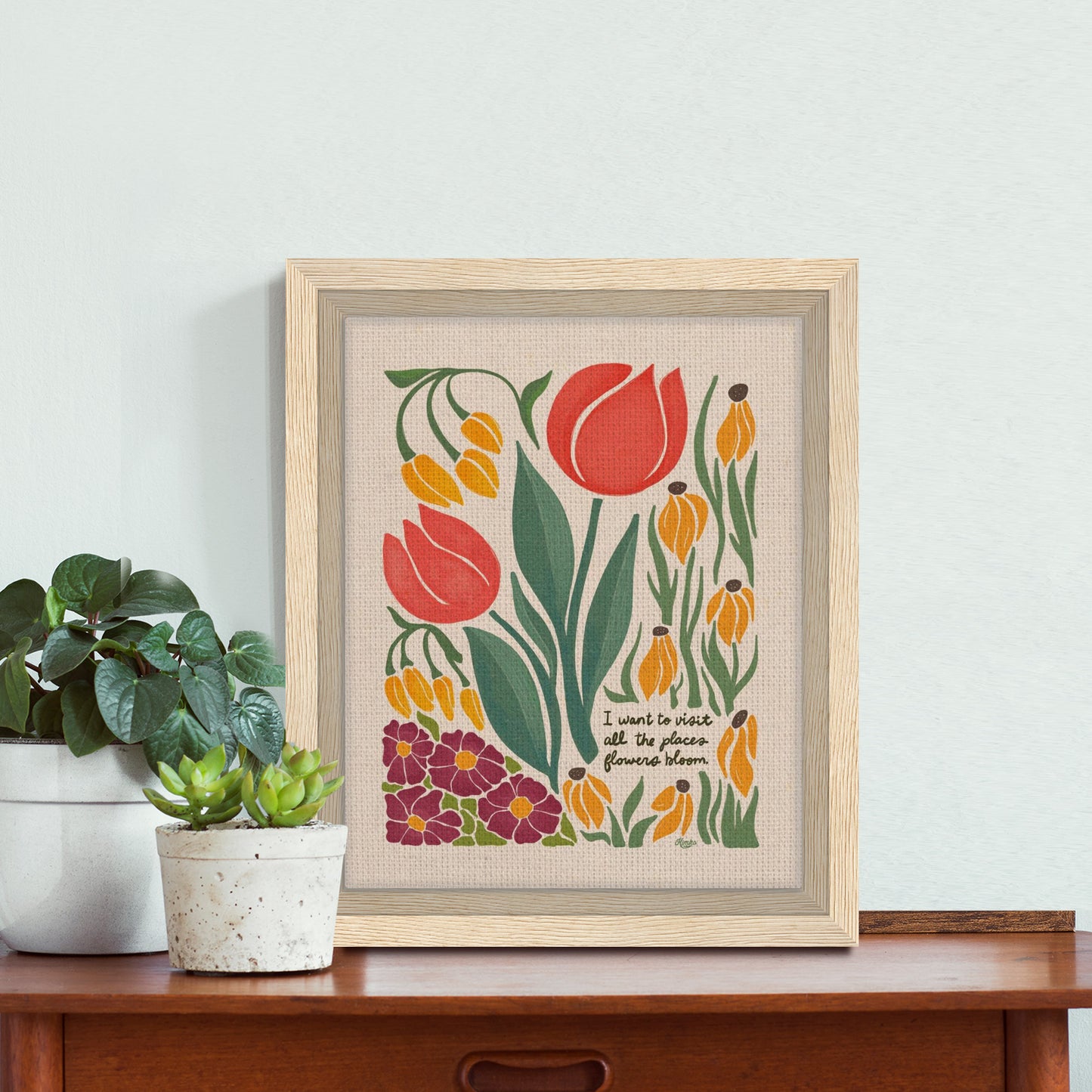 London Blooms - " I want to visit all the places flowers bloom." | Framed Canvas Print