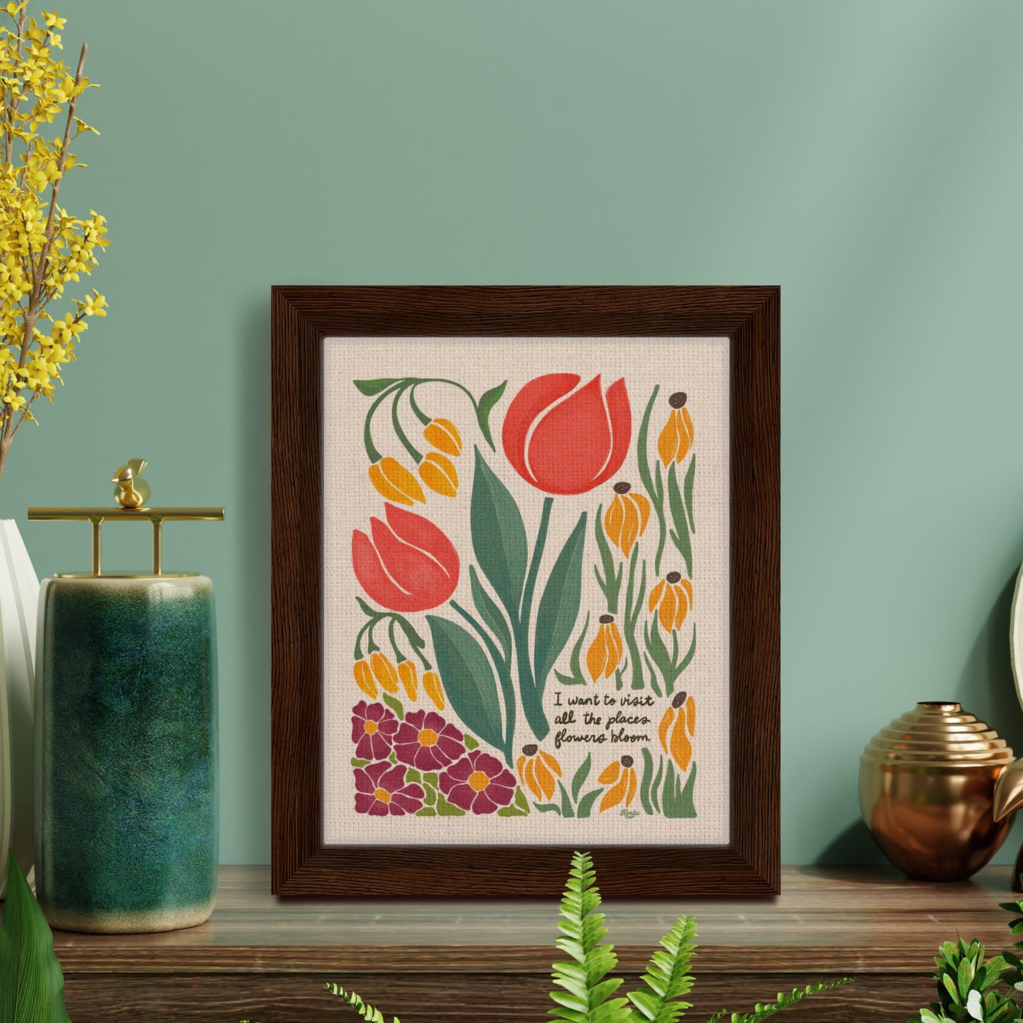 London Blooms - " I want to visit all the places flowers bloom." | Framed Canvas Print