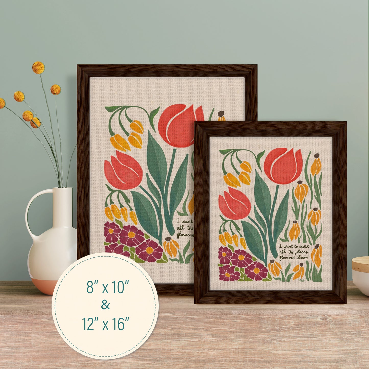 London Blooms - " I want to visit all the places flowers bloom." | Framed Canvas Print