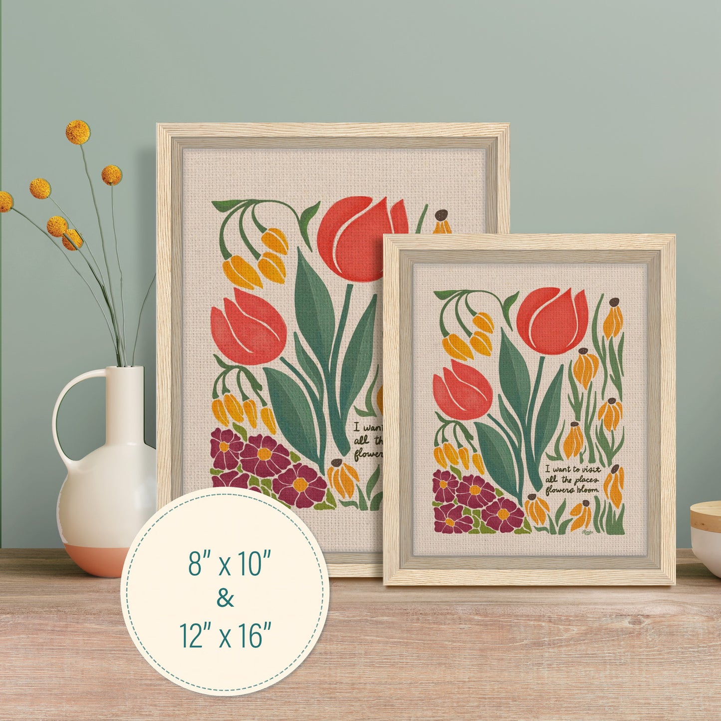 London Blooms - " I want to visit all the places flowers bloom." | Framed Canvas Print
