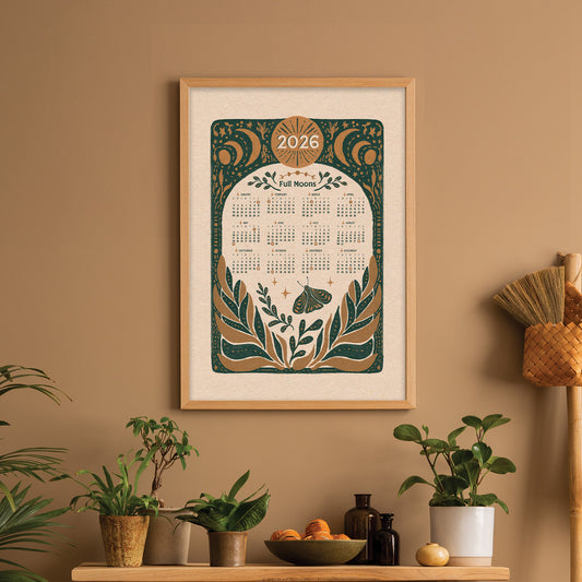 2026 Full Moon Magic Folk Art Calendar | Fine Art Print