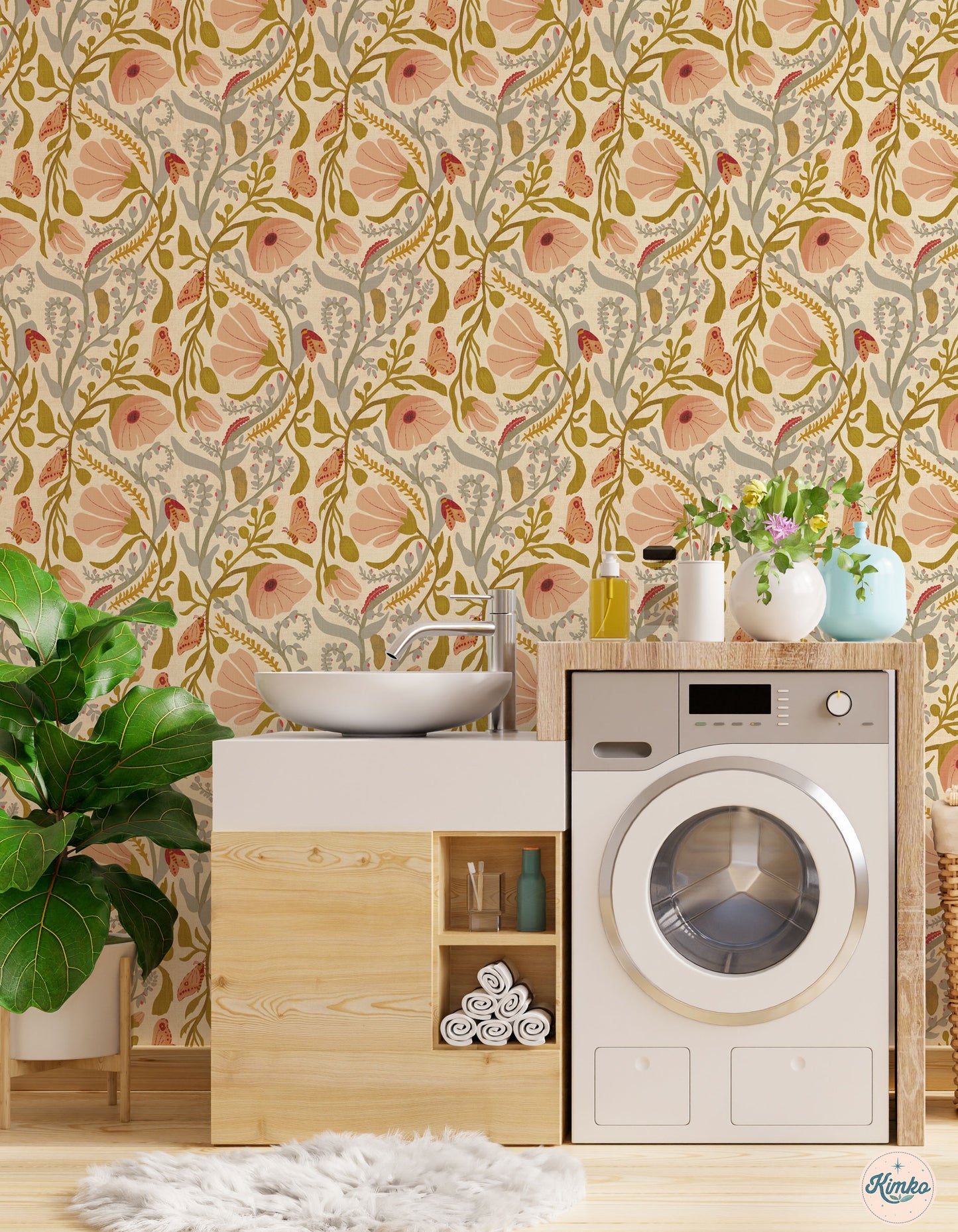 The Poppy & the Moth Folk Fable Wallpaper