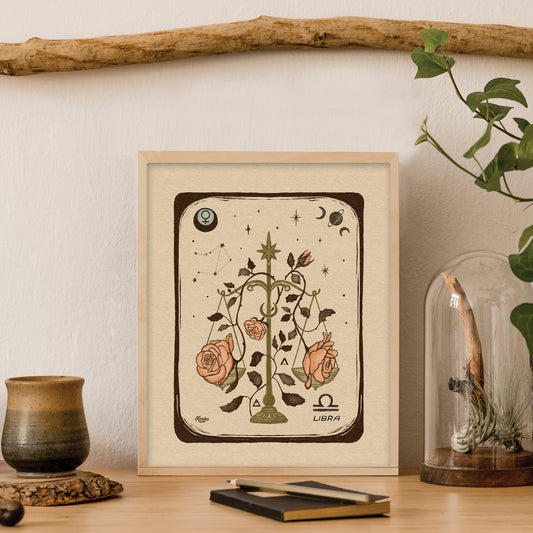Libra Zodiac Sign | Folk Art Print