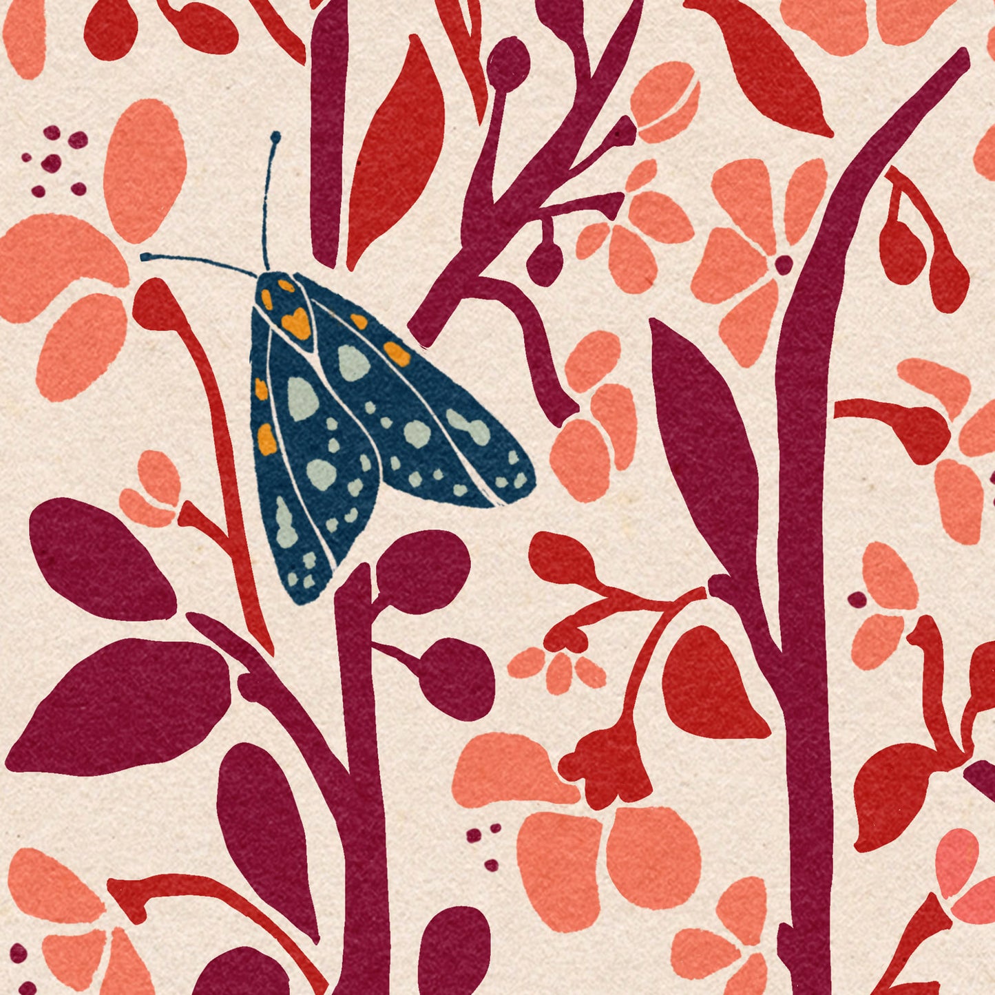 The Moths and the Cherry Blossoms | Botanical Print