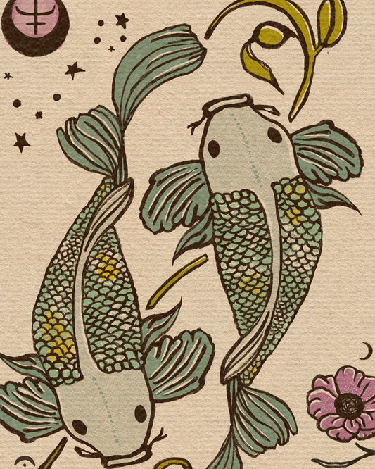 Pisces Folk Art | Art Print