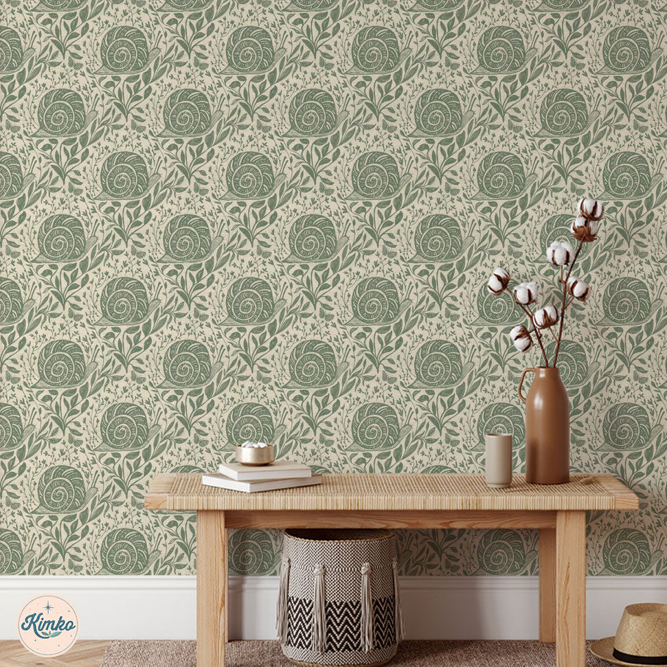 Sylvie the Snail Wallpaper in Pixie Moss