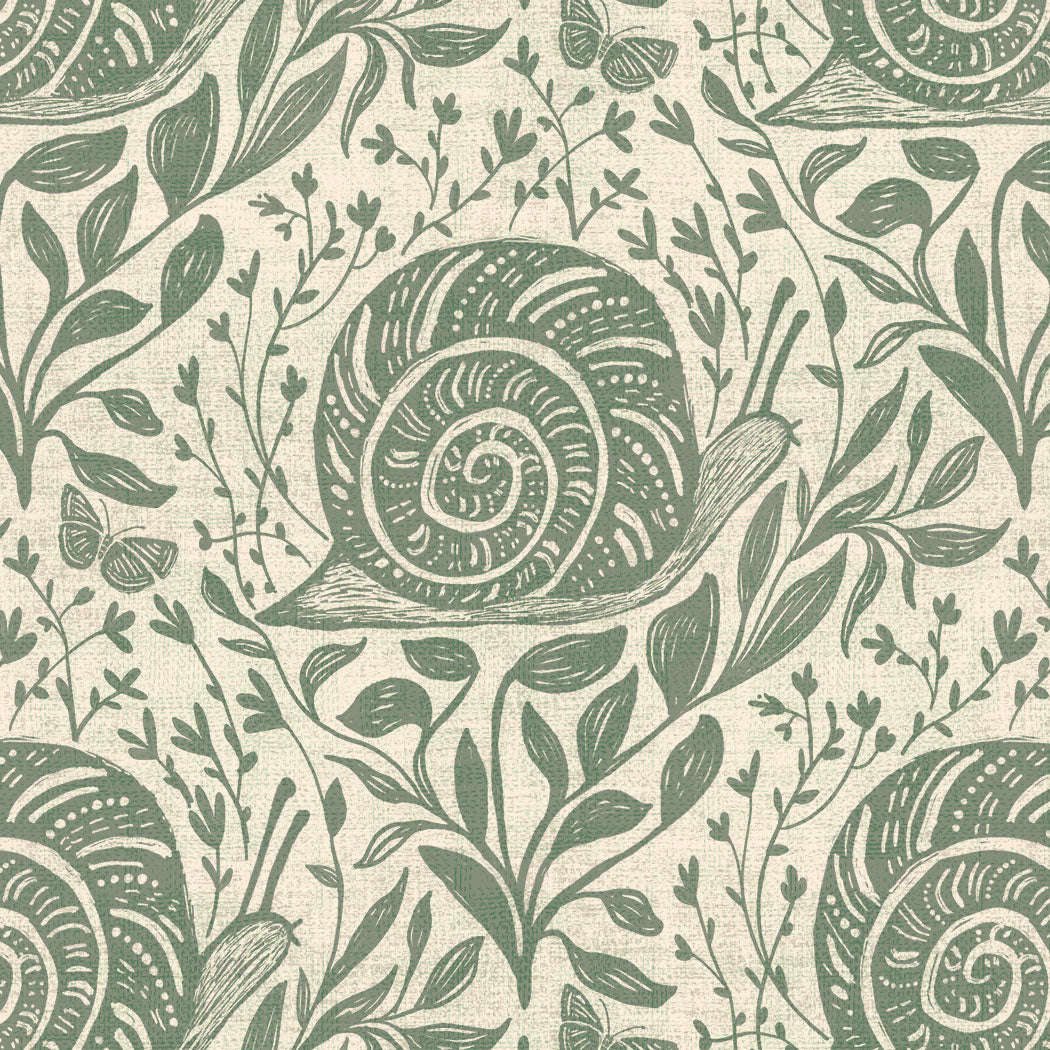 Sylvie the Snail Wallpaper in Pixie Moss