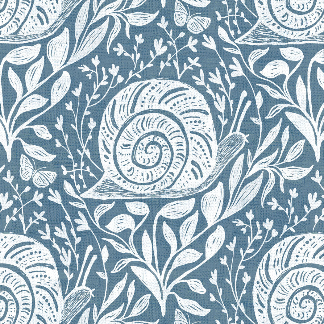 Sylvie the Snail Wallpaper in WildFlower Blue