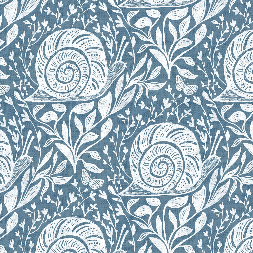 Sylvie the Snail Wallpaper in WildFlower Blue