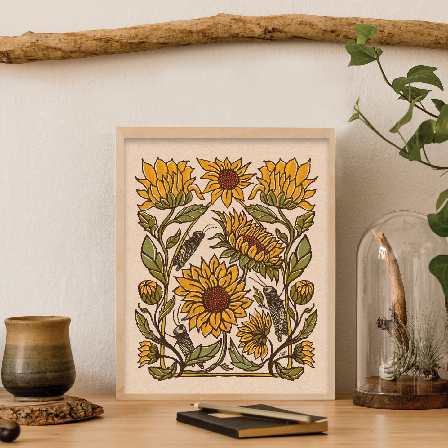 Grasshopper + Sunflower | Art Print