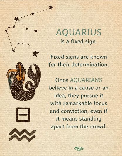 Aquarius Zodiac Sign | Folk Art Print