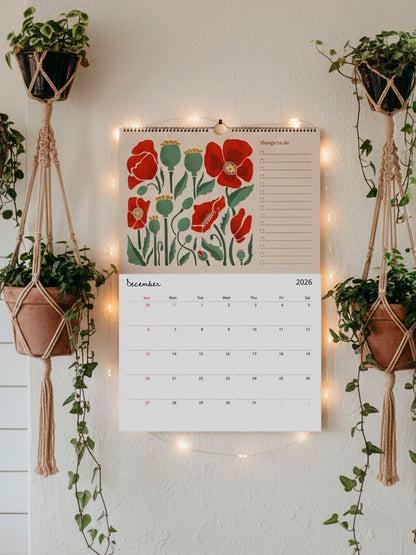 In My Garden 2026-27 Academic Year Folk Floral Calendar | July 2026 - June 2027