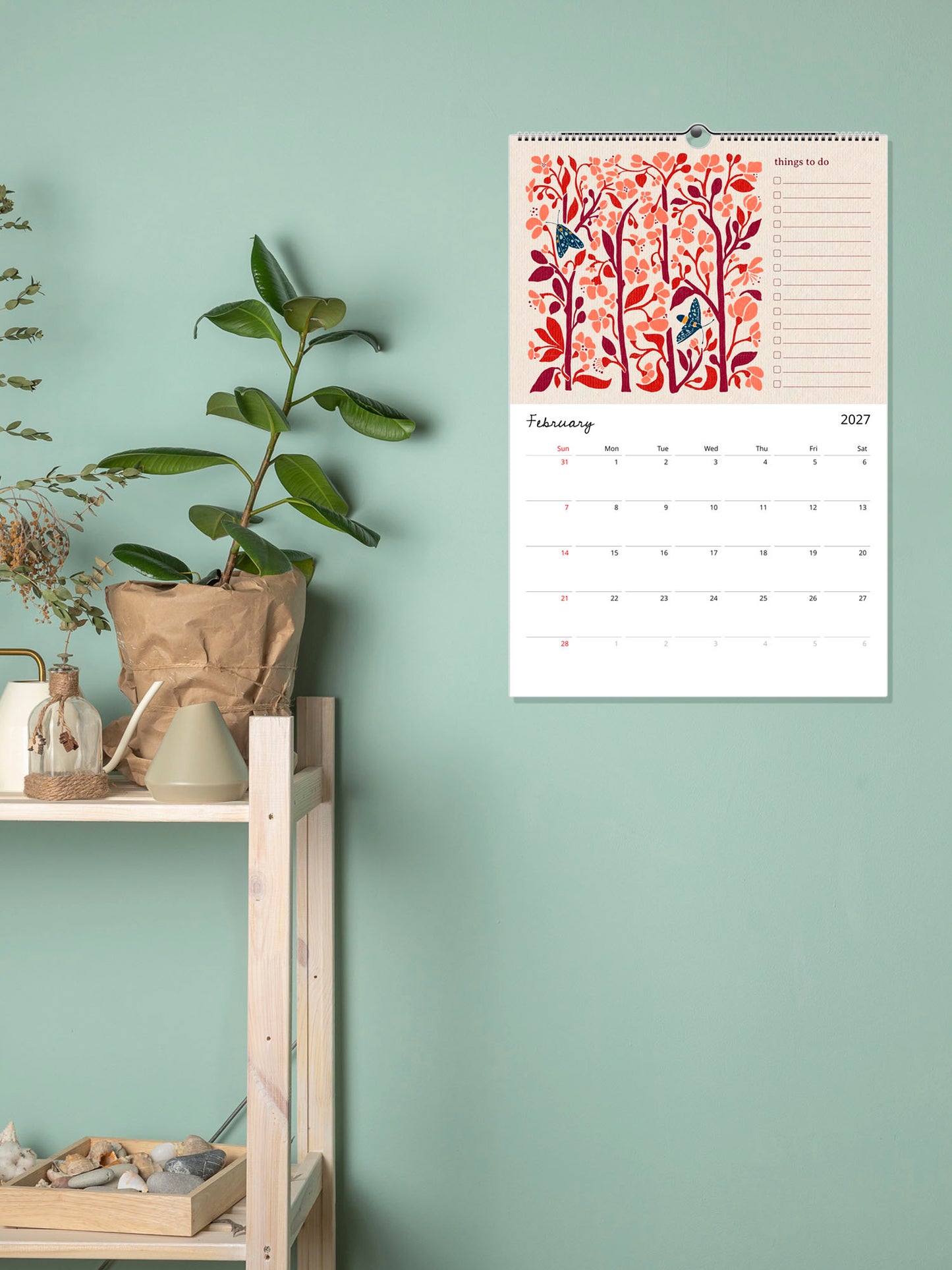 In My Garden 2026-27 Academic Year Folk Floral Calendar | July 2026 - June 2027