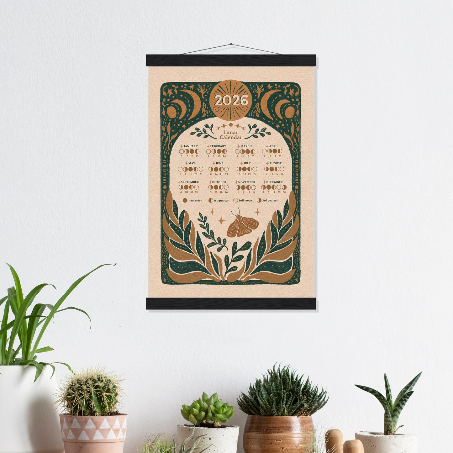 2026 Lunar Moon Magic Calendar | Wood Hanger