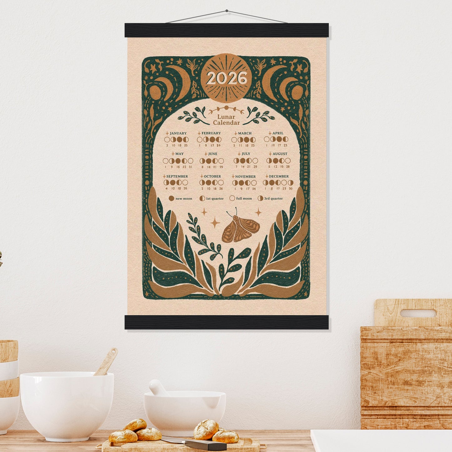 2026 Lunar Moon Magic Calendar | Wood Hanger