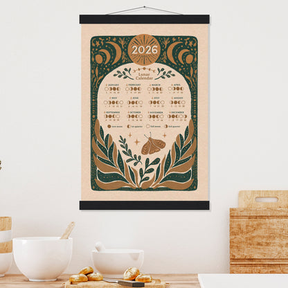 2026 Lunar Moon Magic Folk Art Calendar | Wood Hanger