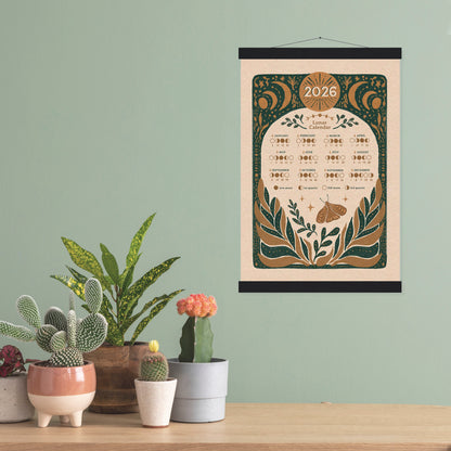 2026 Lunar Moon Magic Folk Art Calendar | Wood Hanger