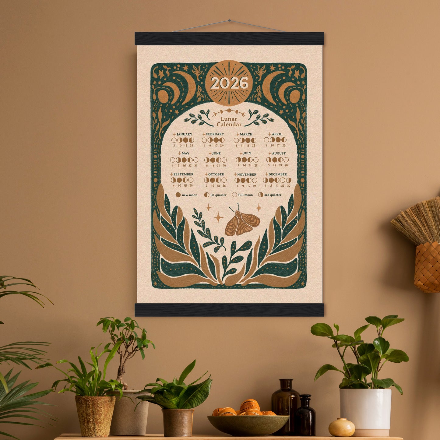 2026 Lunar Moon Magic Calendar | Wood Hanger