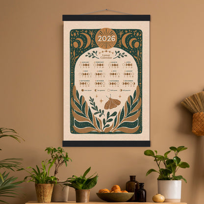 2026 Lunar Moon Magic Folk Art Calendar | Wood Hanger