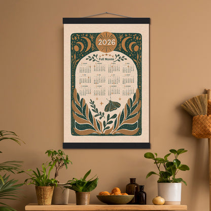 2026 Full Moon Magic Folk Art Calendar | Wood Hanger