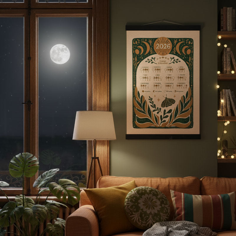Lunar Moon Magic Folk Art Calendar | Fine Art Print