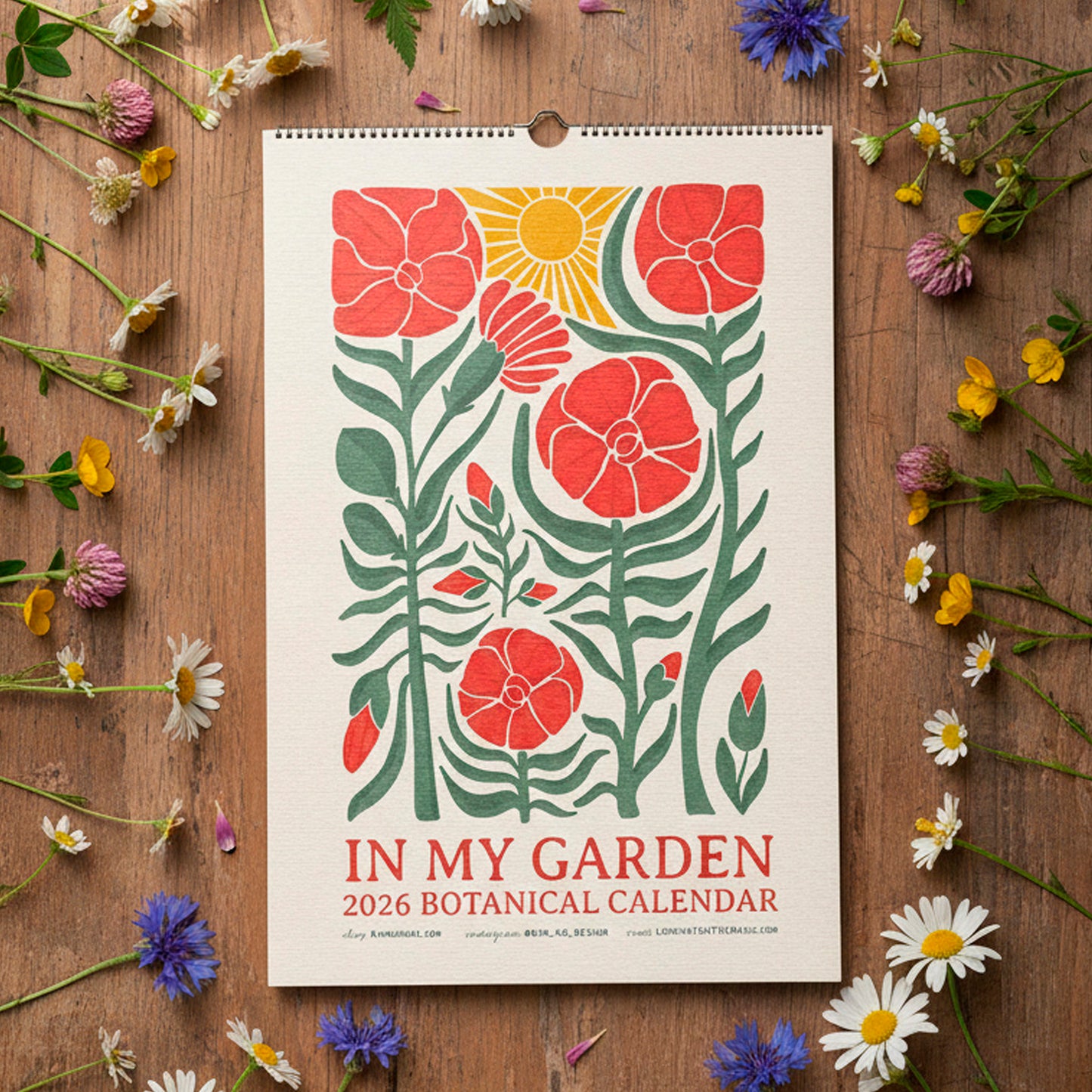 2026 In the Garden 12 Month Floral Blooms Calendar & To-Do List for Nature Lovers