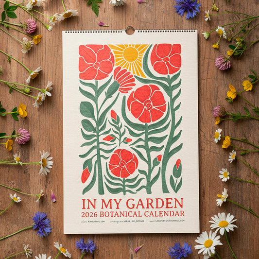 2026 In the Garden 12 Month Floral Blooms Calendar & To-Do List for Nature Lovers