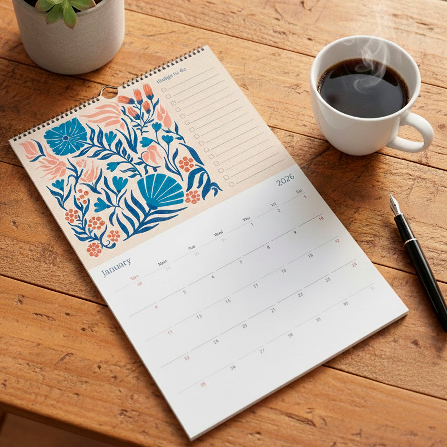 2026 In the Garden 12 Month Floral Blooms Calendar & To-Do List for Nature Lovers