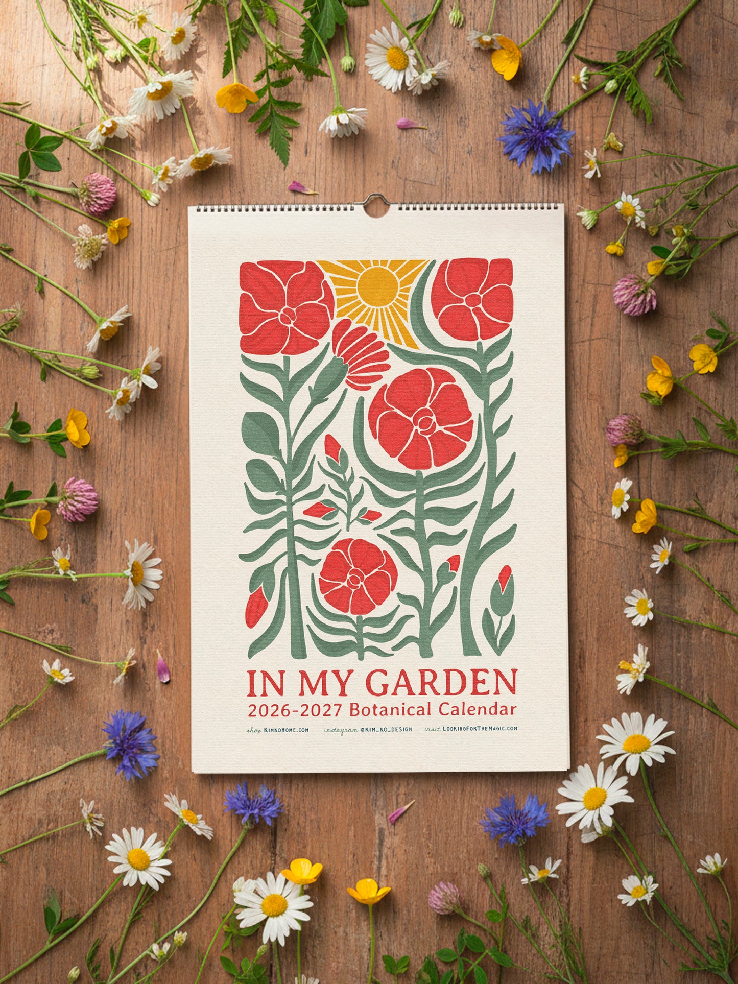 In My Garden 2026-27 Academic Year Folk Floral Calendar | July 2026 - June 2027