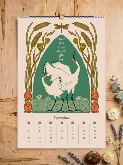 2027 Illustrated "Looking for the Magic" Botanical Birds & Floral  Wall Calendar