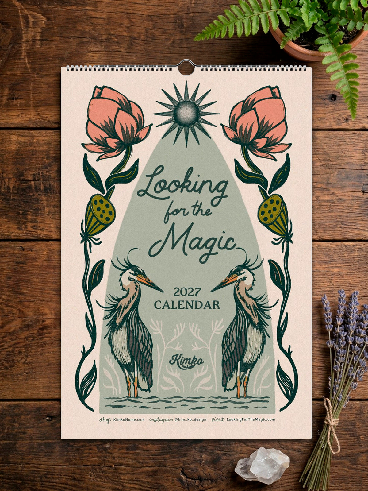 2027 Illustrated "Looking for the Magic" Botanical Birds & Floral  Wall Calendar