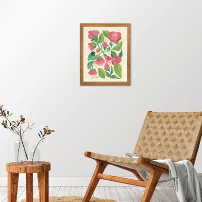"Birdsong" | Camellias & Bluebird | Botanical Art Print