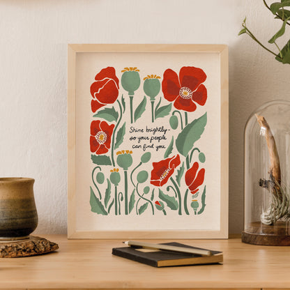 Red Poppies "Shine Brightly" | Botanical Wall Print
