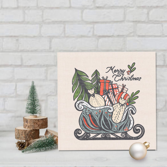 Boho Santa's Sleigh Christmas Cards Set | 10 Pack | Blank